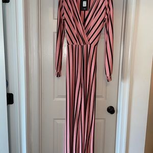 Pink and black striped jumpsuit